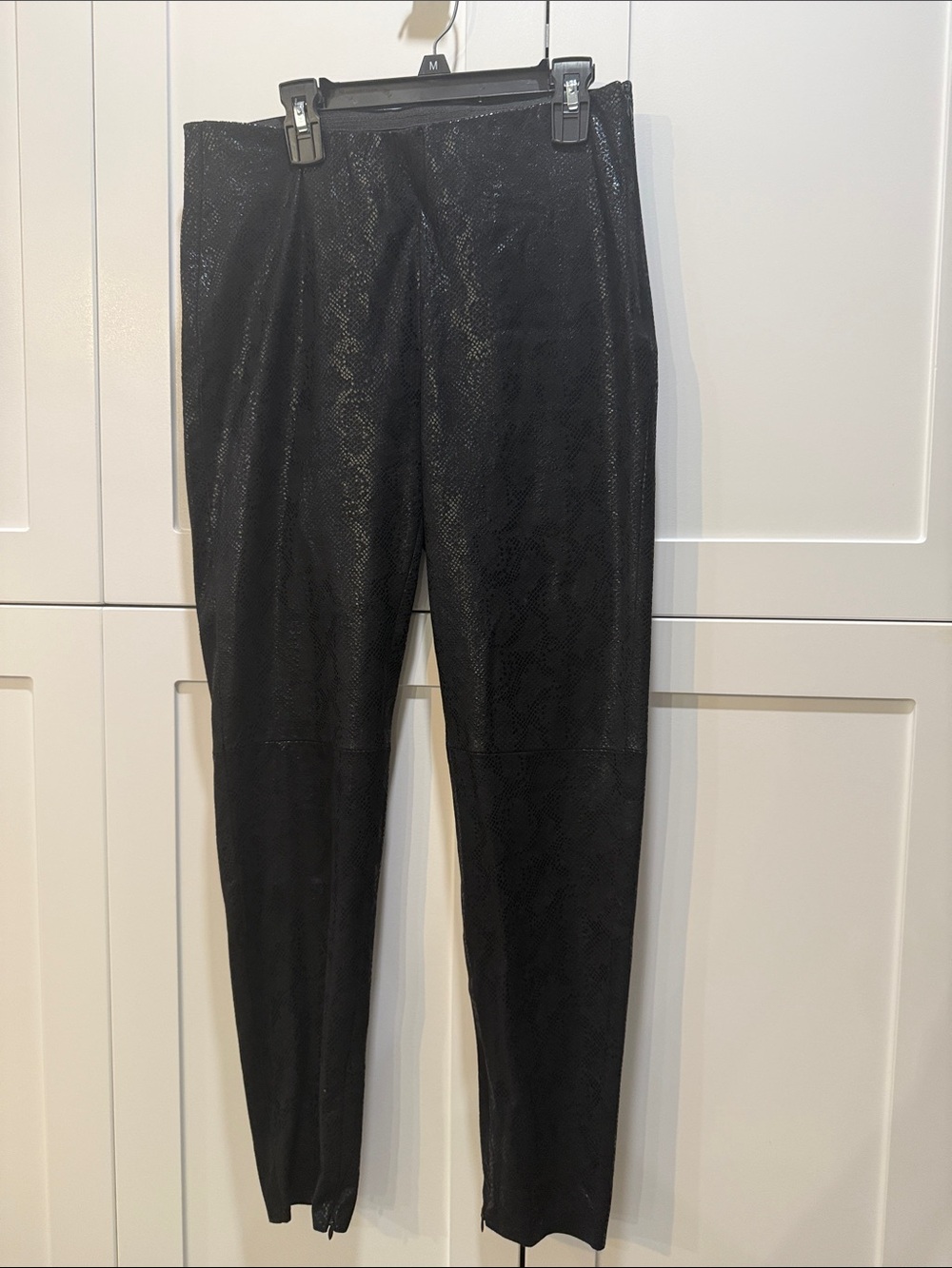 Zara women’s Black Snake-Embossed Faux-Leather Pants